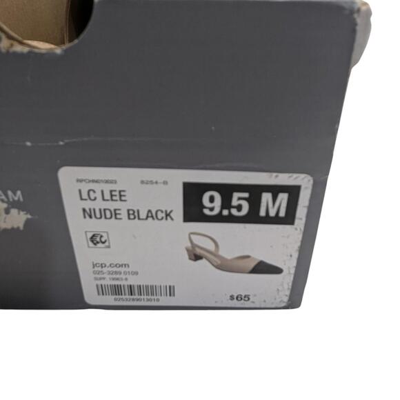 Liz Claiborne Black and Tan Slingback Women's Shoes - Picture 2 of 8